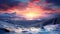 Majestic sunrise in the winter mountains landscape with sunset