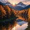 Majestic sunset of the mountains landscape. Wonderful Nature landscape during sunset. Beautiful colored trees over the