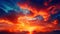 Majestic sunset with vibrant clouds panoramic view