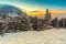 Majestic sunset and winter landscape,Carpathians,Romania,Europe