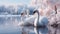 Majestic swan reflects elegance in tranquil pond, nature beauty generated by AI