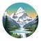 Majestic Swiss Style Mountain And River Illustration