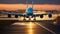 Majestic Takeoff: Airbus A380 Soaring Above a Vibrant Airport Terminal