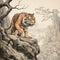 Majestic Tiger: A Traditional Chinese Landscape Drawing