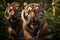 Majestic Tigers in Verdant Jungle at Golden Dawn