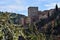 The majestic `Torre de Comares` of the Alhambra contemplated from a viewpoint in the Albaicin