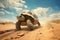 Majestic Tortoise Trekking Desert Sands.