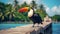 Majestic Toucan Bird Perched On Old Pier In Tropical Forest