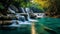 Majestic tropical rainforest, smooth flowing water, tranquil scene, pure beauty generated by AI