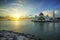 Majestic view of Malacca Straits Mosque during beautiful sunset.