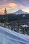 Majestic View of Mount Hood as seen during a winter sunset