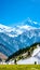 majestic view of the snow-capped peaks of the Great Himalayan National Park, illuminated by the golden light of the setting sun.