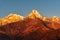 Majestic view of sunset sweeping through Annapurna South and Himchuli from Poon Hill, Ghorepani, Nepal