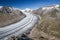 Majestic view to Aletsch glacier, the largest gracier in Alps an