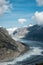 Majestic view to Aletsch glacier, the largest gracier in Alps and UNESCO herritage from Bettmeralp, Valais, Switzerland