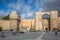 Majestic view of Ãvila fortress and lateral gate, entrance to the medieval historic city