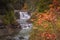 Majestic views of Middle Falls from side trail in early autumn at Letchworth State Park, NY