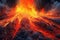 Majestic Volcanic Eruption: breathtaking panorama of a volcanic eruption, with molten lava cascading down the slopes