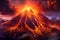 Majestic Volcanic Eruption: breathtaking panorama of a volcanic eruption, with molten lava cascading down the slopes