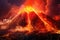 Majestic Volcanic Eruption: breathtaking panorama of a volcanic eruption, with molten lava cascading down the slopes