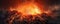 Majestic Volcanic Eruption: breathtaking panorama of a volcanic eruption, with molten lava cascading down the slopes panorama