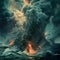 Majestic volcanic eruption at sea, capturing nature's fury. dramatic and dynamic environment. perfect for nature