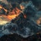 Majestic volcano eruption at sunset, dramatic sky and fiery lava. natural disaster. perfect for backgrounds. AI