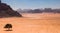 Majestic Wadi Rum, aka Valley of the Moon, a protected nature reserve with dramatic sandstone mountains and granite rock