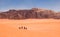 Majestic Wadi Rum, aka Valley of the Moon, a protected nature reserve with dramatic sandstone mountains and granite rock