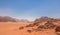 Majestic Wadi Rum, aka Valley of the Moon, a protected nature reserve with dramatic sandstone mountains and granite rock