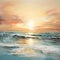 Majestic Water And Sunset Painting In Realistic Impressionism Style