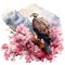 Majestic Watercolor Baby Eagle Perched High Amidst Mountain Blooms AI Generated