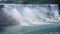 Majestic Waterfall Cascade with Mist Over River Landscape