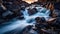 Majestic waterfall cascading over rugged rocks