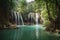 majestic waterfall cascading into tranquil pool of water