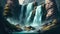 Majestic Waterfall Illustration, Made with Generative AI
