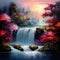 Majestic Waterfall in Impressionist Style