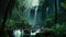 Majestic Waterfall, Lush Rainforest, Paradise Wallpaper. Generative AI