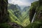 majestic waterfall with a majestic view of the valley beyond