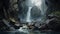 Majestic Waterfall Painting: A Captivating Cryengine-inspired Mountain Landscape