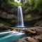 A majestic waterfall plunging into a crystal clear pool2