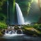 A majestic waterfall surrounded by lush greenery and rocks Powerful and awe-inspiring natural beauty3