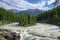 Majestic waterfalls - Sunwapta Falls in Jasper National Park.