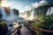 Majestic Waterfalls View from Above, AI Generative