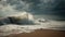 Majestic Waves Cresting Under a Brooding Sky at Dusk on a Secluded Beach