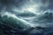 Majestic Waves. Highlighting Shades of Teal and Grey Water. Oceanic Themes Wallpapers. AI Generated