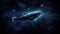 A majestic whale swims through a starry space, creating a surreal blend of marine life and cosmos, evoking wonder and