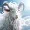 Majestic White Goat in the Clouds