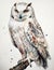 Majestic White Owl on a Muted Watercolor Background .