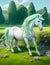 Majestic White Unicorn in Sunlit Meadow